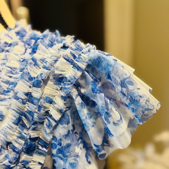 Mac Duggal Blue and White Midi Dress - Picture 8 of 16